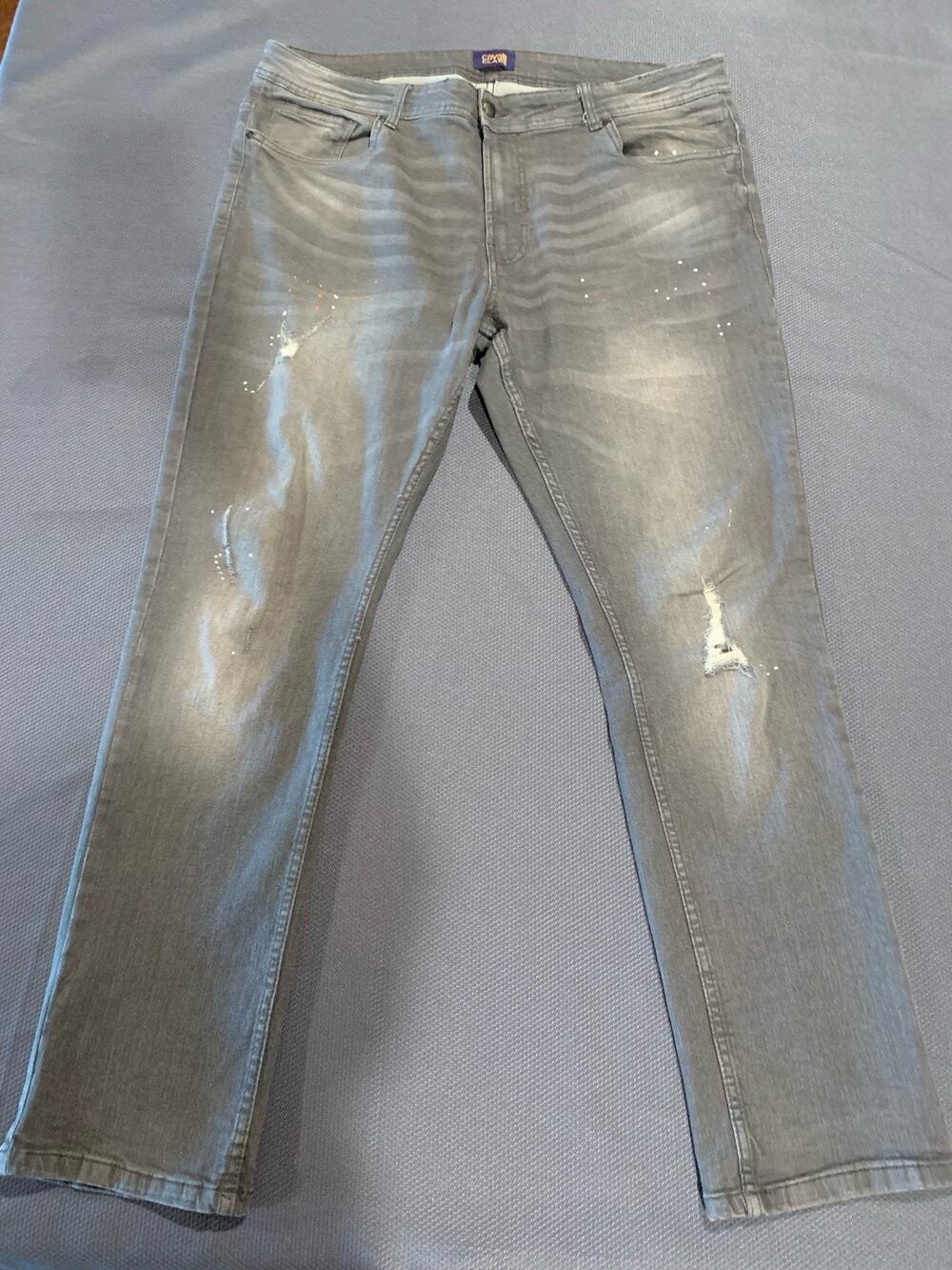 Cavalli Class Mens High Rise Splatter Distressed Jeans Size 38 Straight Leg Fit